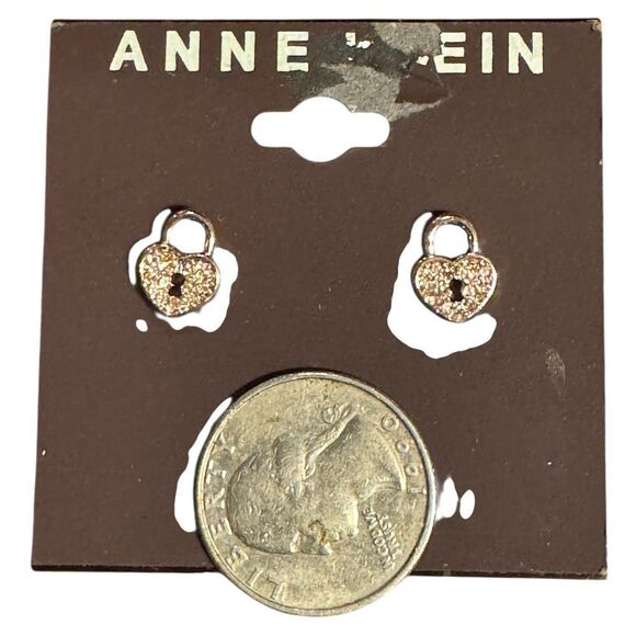 Anne Klein Heart Lock Earrings with Crystal Accents - Picture 3 of 4